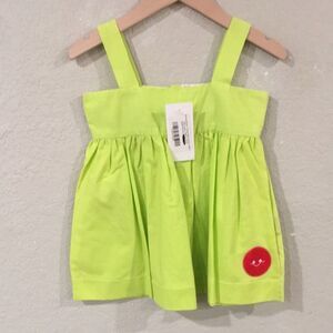 NEW Smiling Button Baby Girl 12M Green Swing Tank Dress 100% Cotton‎ Made in USA